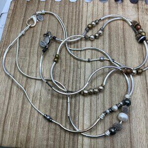 Lizzy James BUNDLE - 2 Silver Tone Beaded Boho Necklace
